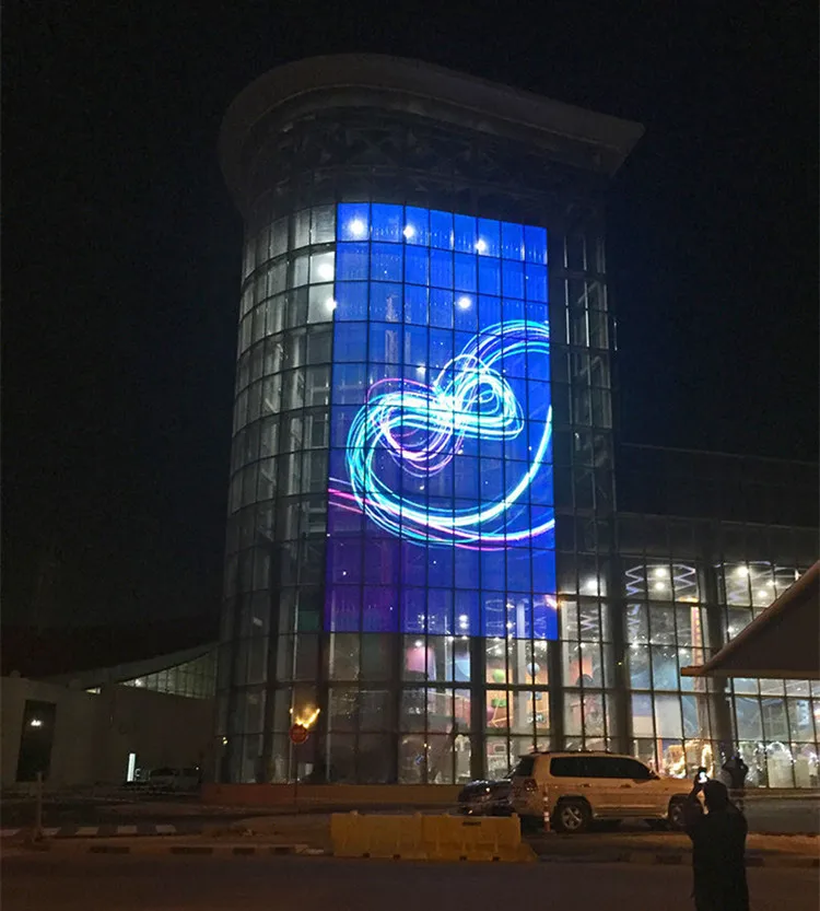 LED Flying Carpet DisplayHD Giant Transparent Display Screen Panel Glass Adhesive Led Transparent Display Film Flexible Soft Tra - view 5