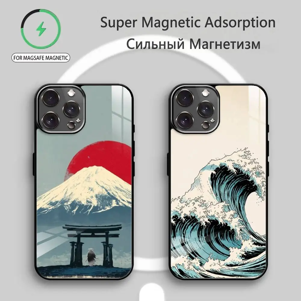 

J-Japan S-Style Ukiyo-e Phone Case For iPhone17,16,15,14,13,12,11 Plus,Pro Max Magnetic For Magsafe Wireless Charging