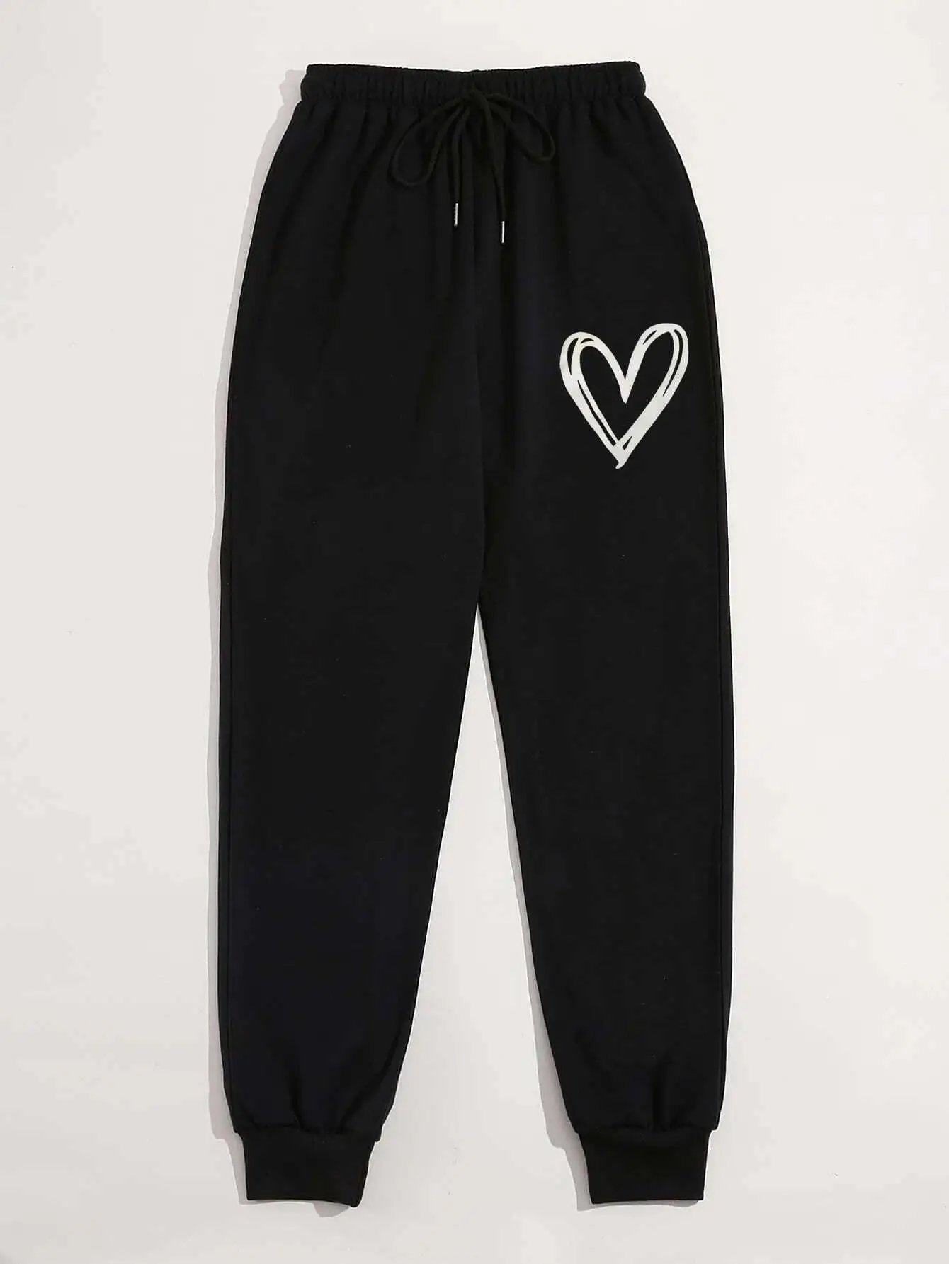 Simple Love Pattern Women'S Spring Casual Basic Pants Versatile Fashionable Comfortable Trousers Trendy Street Female Pant