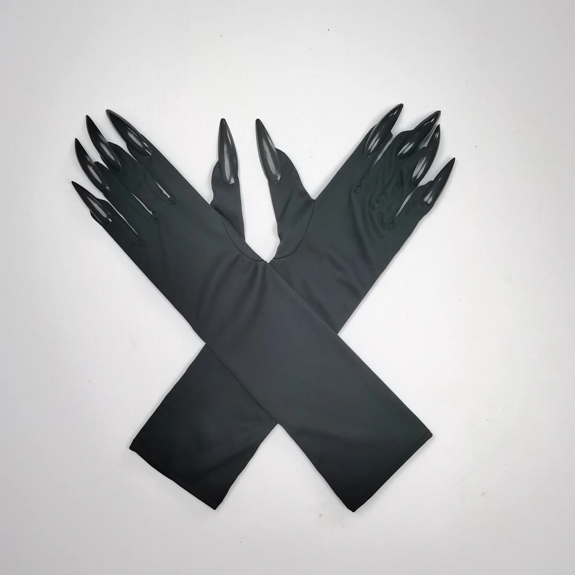 43cm Women Scary Claw Long Nail Elastic Mittens Halloween Black Devil's Ghost Claws Gloves Party Cosplay Performance Costume