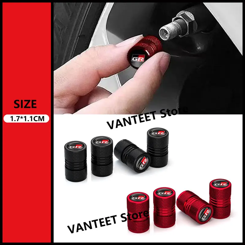 Racing Set Accessories GR Emblem Tire Valve Alloy Cover Car Valve Stem Caps For Toyota 86 Hilux Corolla Camry Yaris Rav4 VIOS