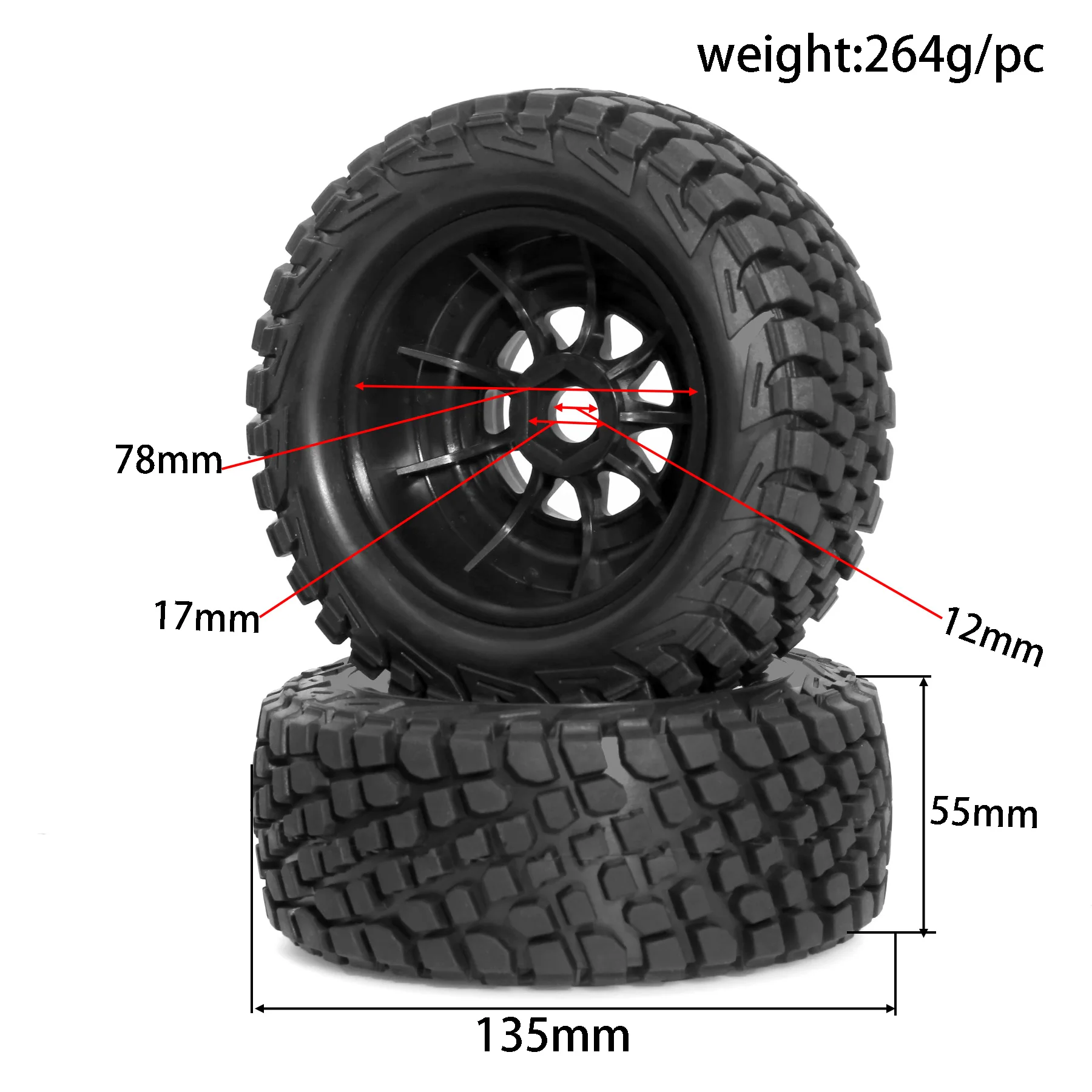 4 قطعة 135 مللي متر 1/7 1/8 الصحراء دورة قصيرة إطار شاحنة 17 مللي متر عجلة عرافة ل ARRMA Mojave TRAXXAS UDR Yikong DF7 FS عربات التي تجرها الدواب RC سيارة