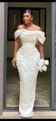 Trumpet Off Shoulder Bridesmaid Dresses With Appliques Long Mermaid Plus Size Women White Wedding Party Dress Maid Of Honor