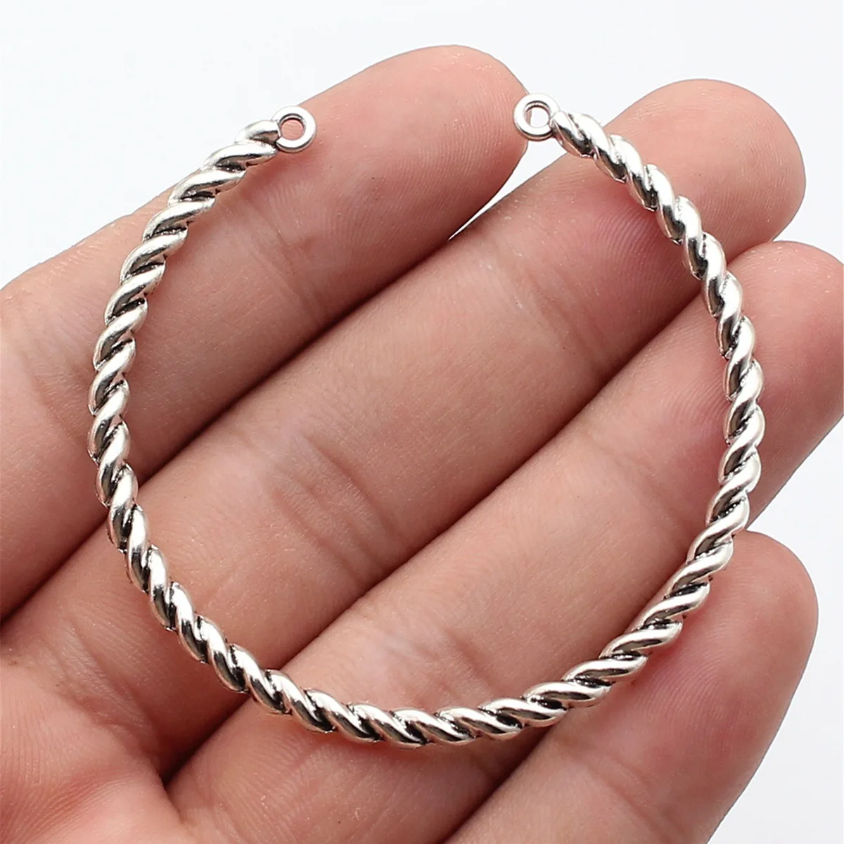 WYSIWYG 2pcs 60x60x3.7mm Antique Silver Color Braided Bracelet Connector For DIY Jewelry Making