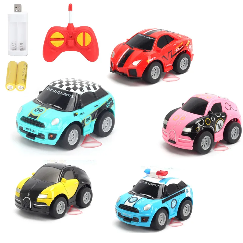 Q Version Mini Fernbedienung Auto elektrische Kinder auto drahtlose Cartoon Mini Modell Spielzeug Spielzeug für Kinder Geschenke für Jungen Spielzeug