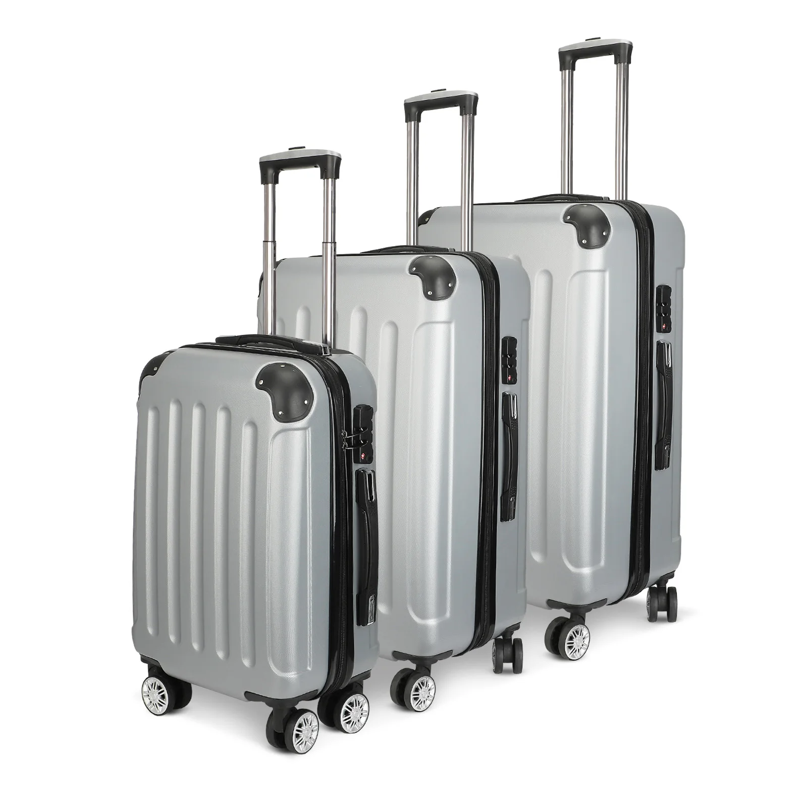 Luggage Set of 3 with Lock, 4 Rolling Spinner Wheels, ABS Lightweight Trolley Travel Suitcase for Hand Luggage Business Trip