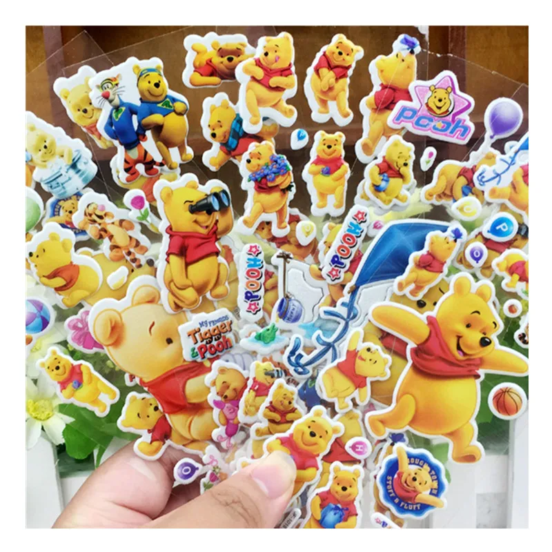 6 Sheets Winnie the Pooh Stickers For Kids Cute Anime Stickers Cartoon 3D Stickers Girl Boy Stickers