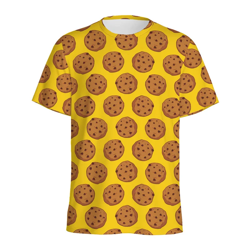 

Cartoon Cookie Pattern T-shirt For Men Kids Summer Casual Short Sleeve 3D Printed T Shirts Loose Tops Streetwear O-Neck Tees