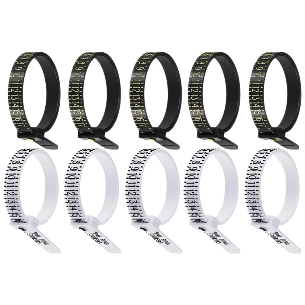 

10pcs Ring Size Measuring Tool Sizer Gauge Jewelry Accessories Lightweight Portable Reusable Practical White