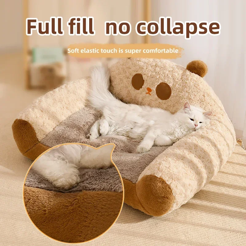 Modern Plush Pet Kennel Sofa Comfortable Warm Pet Sleeping Bed Warm Sofa Kennel Sleep Basket for Small Dogs Cat