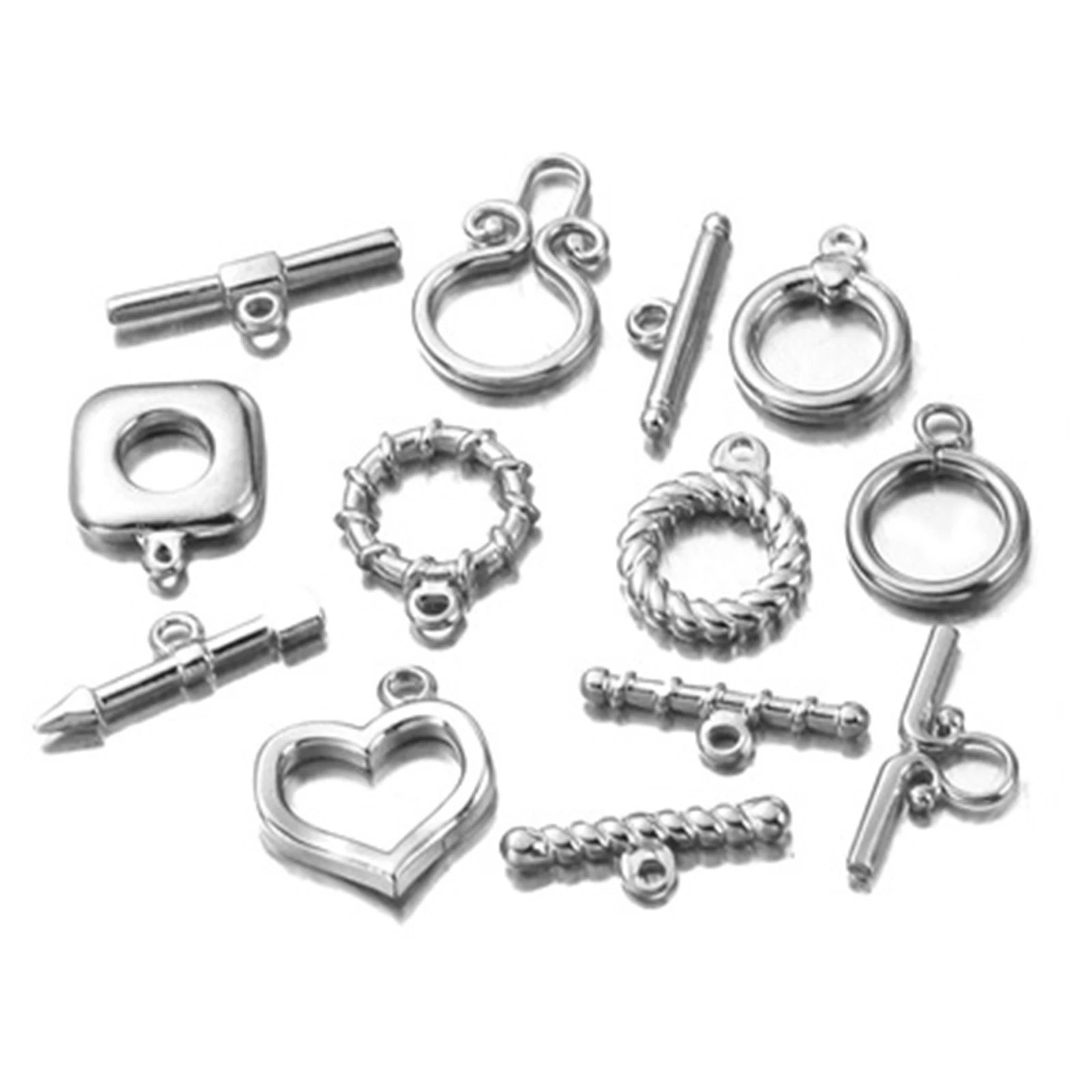 

2 Sets Stainless Steel Ot Toggle Clasp Buckle Connector For Necklace Bracelet Jewelry Making Round Clasps Hooks Diy Accessories