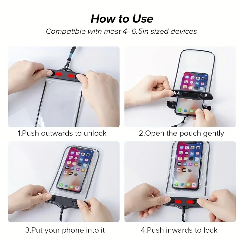 Custodia impermeabile per telefono Borsa impermeabile per nuoto Custodia protettiva subacquea universale per iPhone Samsung sotto i telefoni da 6,7 pollici