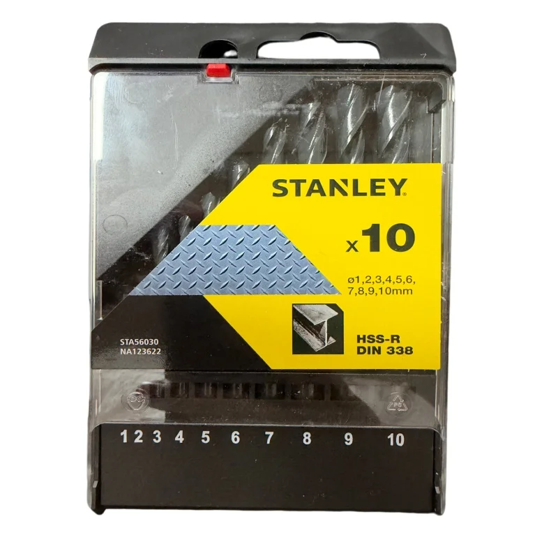 Stanley boorset met snelstaal, geschikt voor roestvast staal, metaal, houtbewerking en voor diverse toepassingen.
