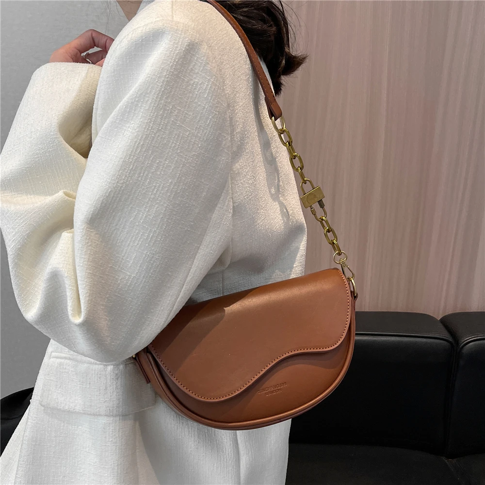 Hifashion Retro Saddle Small Shoulder Corssbody Bags For Women 2024 Trend Luxury Designer PU Leather Ladies Handbags And Purses