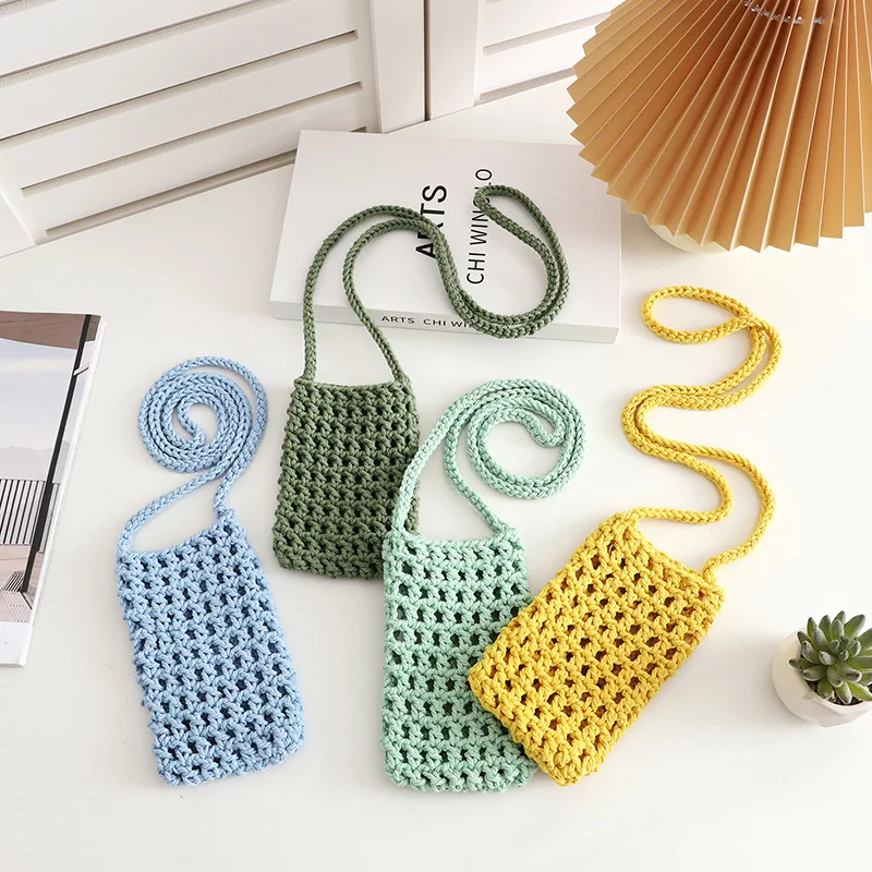 

Handwoven Cotton Rope Phone Pouch - Crossbody Minimalist Bag for iPhone - Eco Friendly Lightweight- gift for her