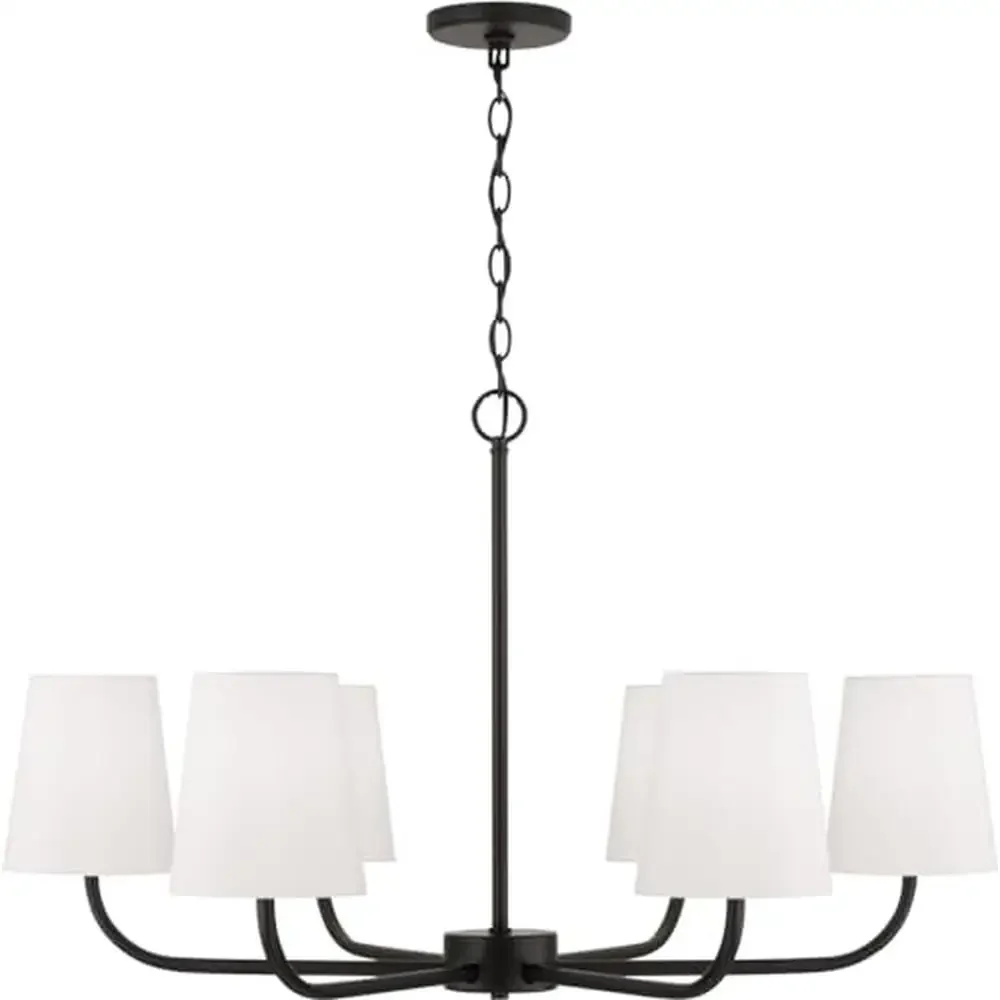 Contemporary White Fabric Chandelier 6-Light Metal Finish 21