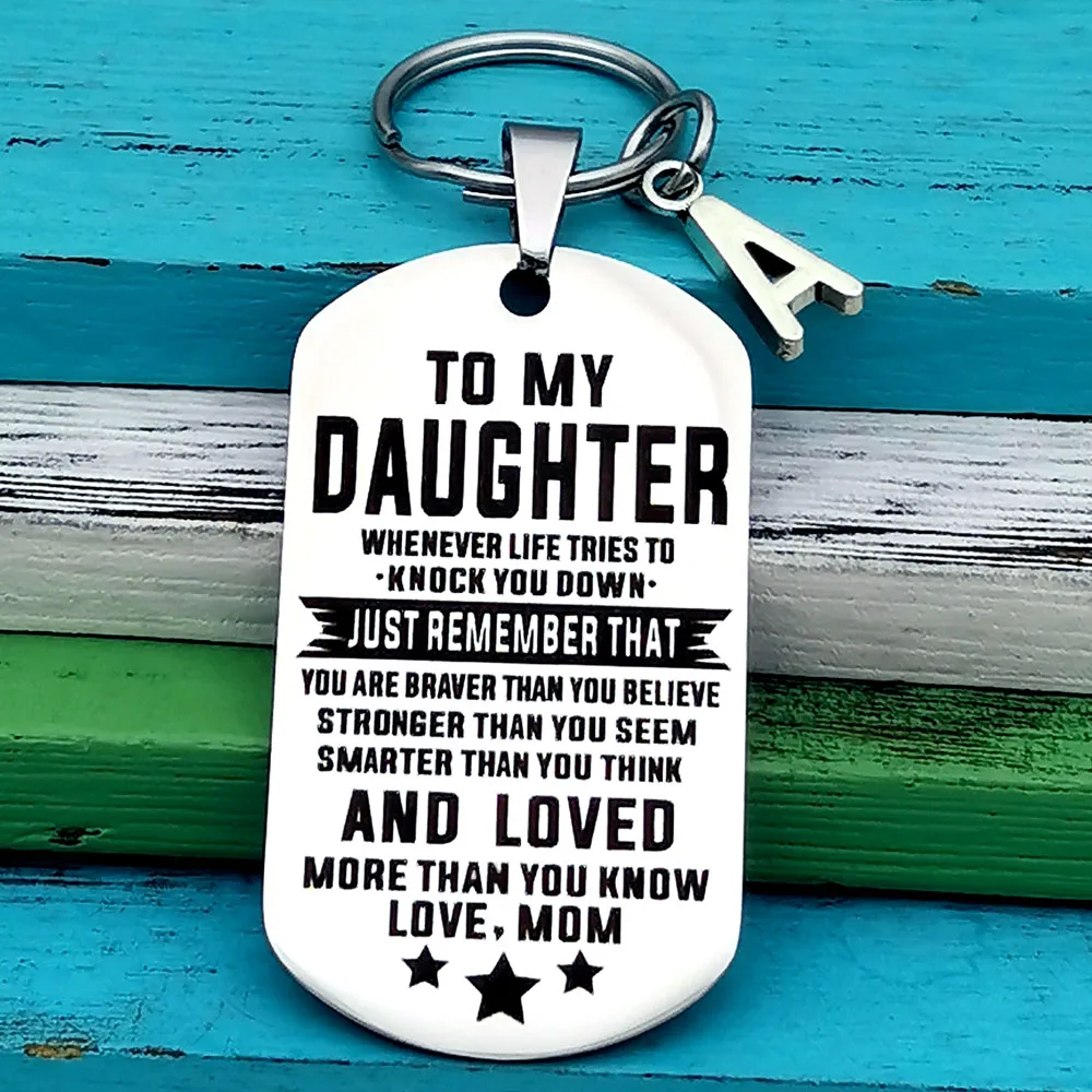 To My Son Daughter Keychain Gift From Mom Inspirational Birthday Christmas Gift for Son Daughter Dog Tags for Teen Boy Girl