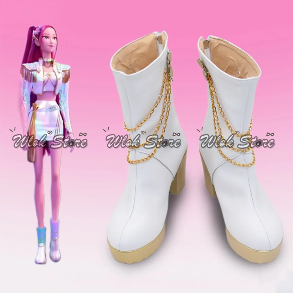 

Mira KPop Demon Hunters Cosplay Shoes HUNTR/X Idol Mira White Boots Customized Women Carnival Halloween Party Role Play Shoes