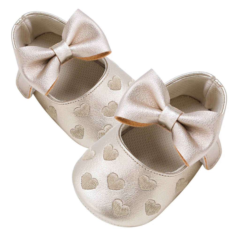 

Love Embroidered Baby Shoes Walking Prewalker Bowknot Heart Pattern Infant Toddler