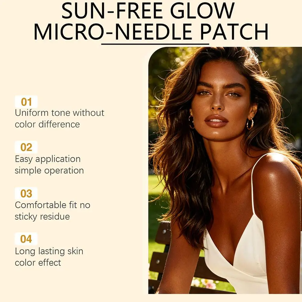 14Pcs Sunless Tanning Glow Patch Microneedle Self Tanner Natural Bronzer Stickers Body Face Sun-Free Bronze view 5