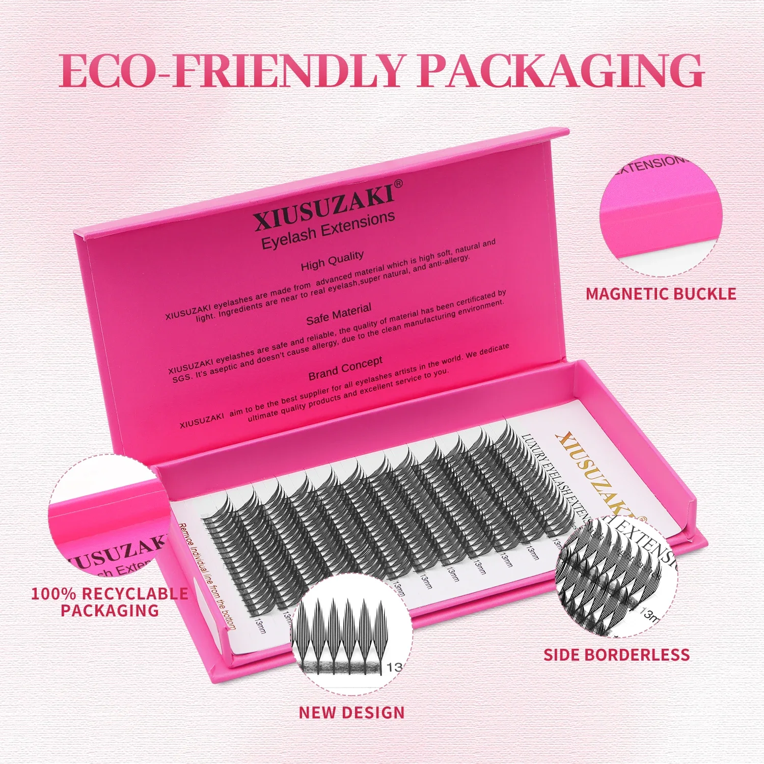 시우수자키 코믹 스파이어 속눈썹 자동 꽃모양 프리메이드 팬 속눈썹 연장 개별 볼륨 인조 속눈썹 코스프레