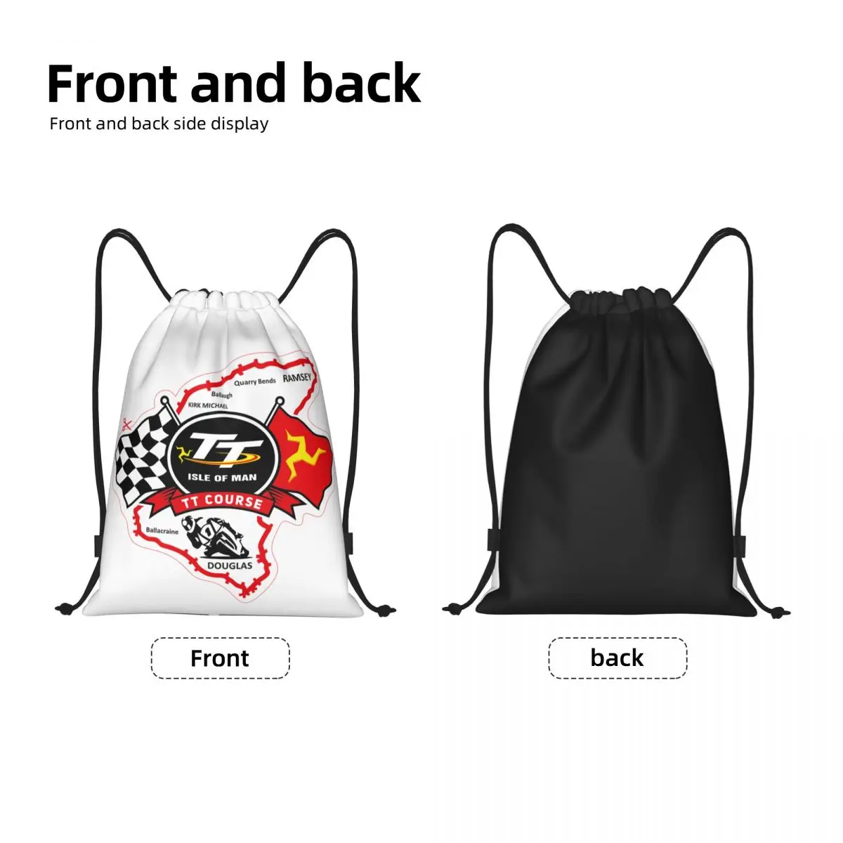 Isle Of Man Tt Racing bolsas con cordón para hombres y mujeres, Mochila deportiva plegable para gimnasio, motocicleta, compras