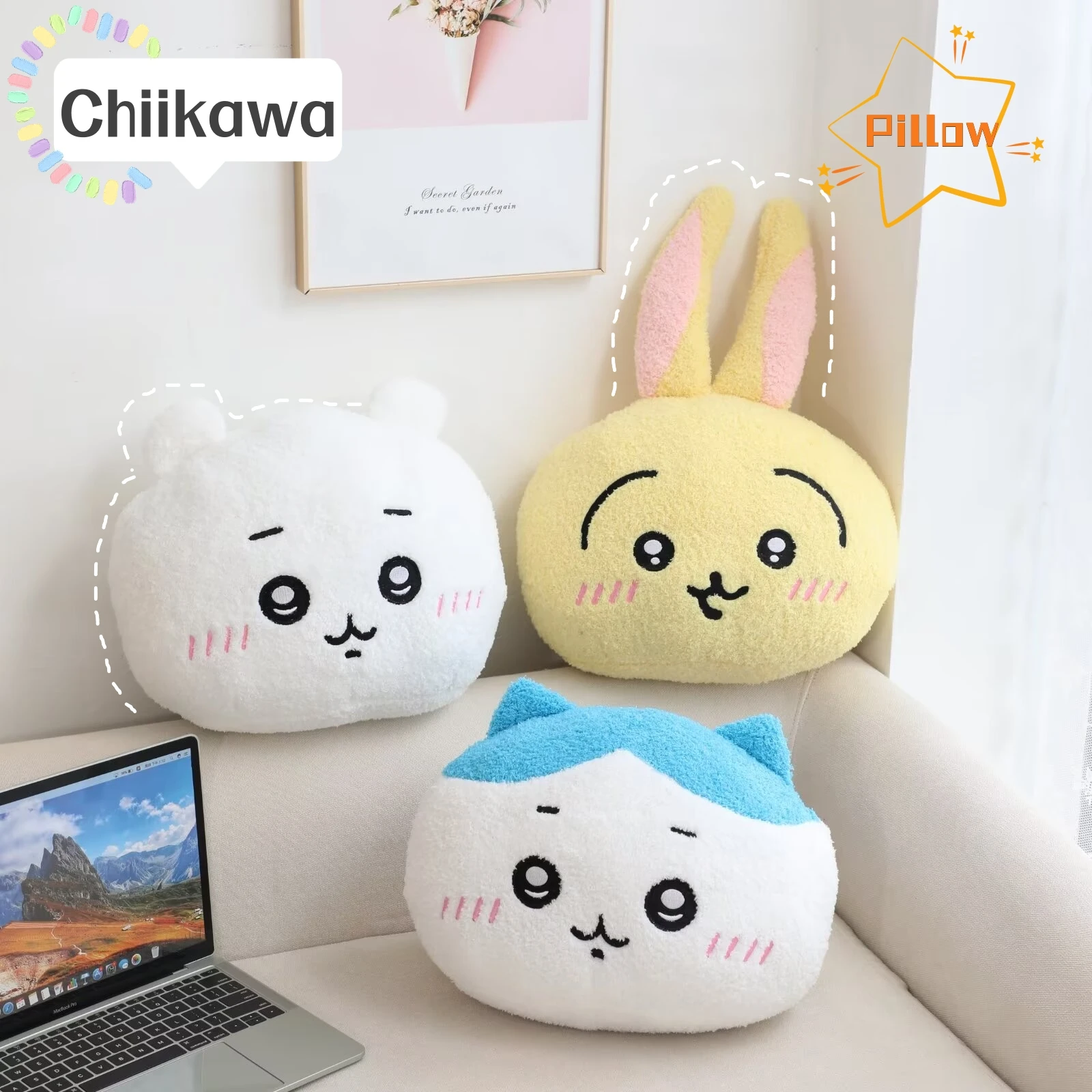 Chiikawa Hachiware Usagi Cartoon Creative Sofa Pillow Seat Cushion Cute Car Lumbar Support Office Nap Pillow Bedhead