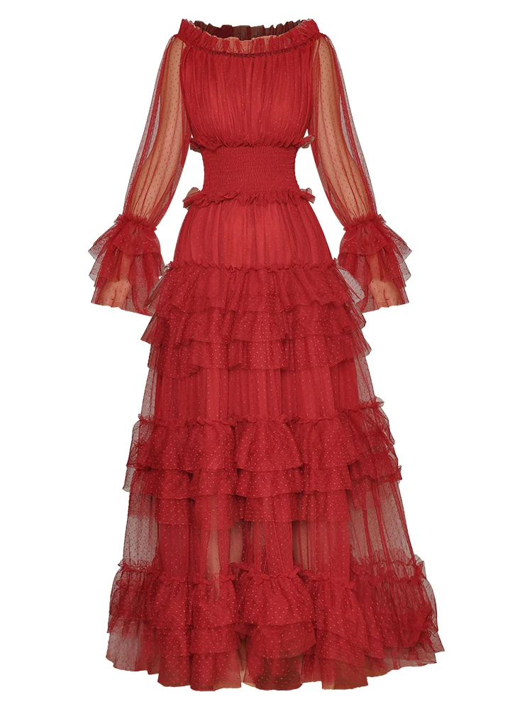 Long Dress Designer High Quality Spring Summer New Women's Bohemian Tierred Ruffle Fashion Chic Celebrity Party Elegant Dresses