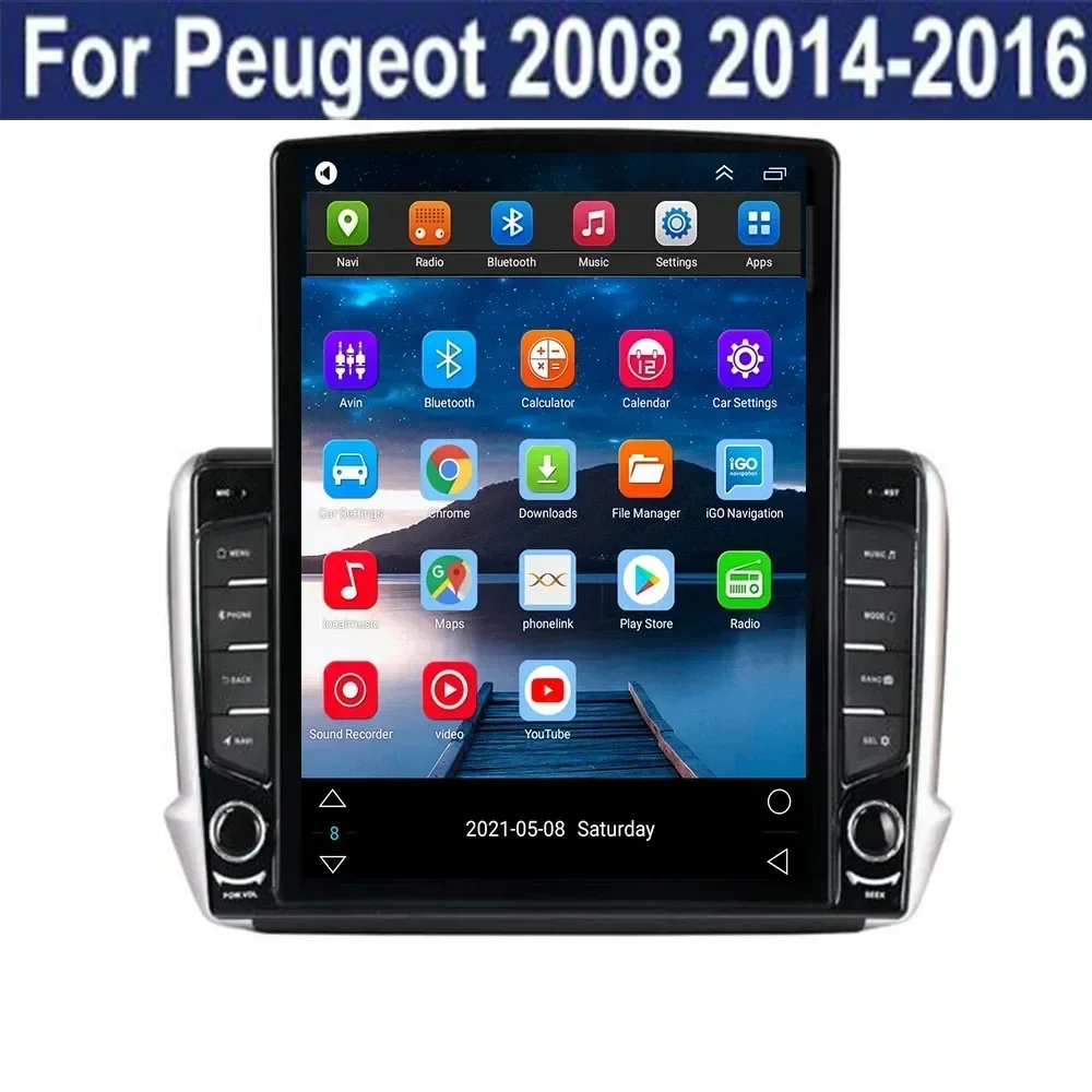 For Tesla Style 2 Din Android 13 Car Radio For Peugeot 2008 208 series 2012-2018 Multimedia Video Player GPS Stereo Carplay DSP