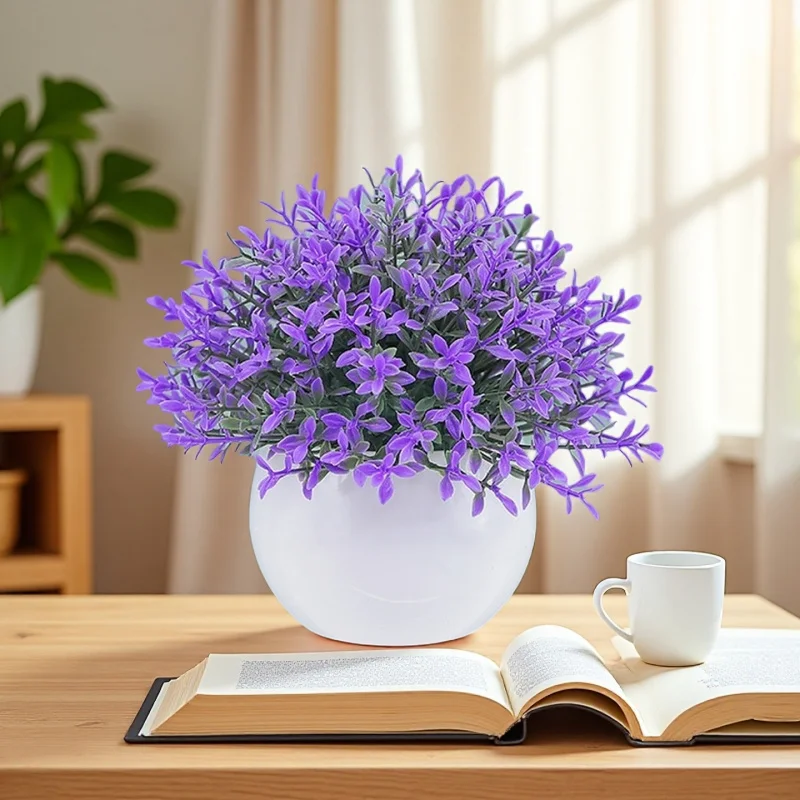 1 Satz künstlicher grüner Blumentöpfe, Orchidengras, vierblättriges Kleeblatt, für den Innenbereich, Desktop-Dekoration, Blumentopf, Zuhause, Wohnzimmer, Schlafzimmer