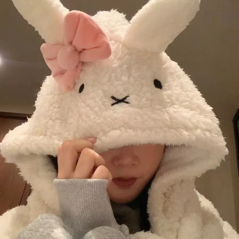 

Cartoon Miffy Rabbit Shawl Blanket Home Sofa Blanket Office Nap Thickened Lamb Fleece Air Conditioning Blanket Hooded Cloak