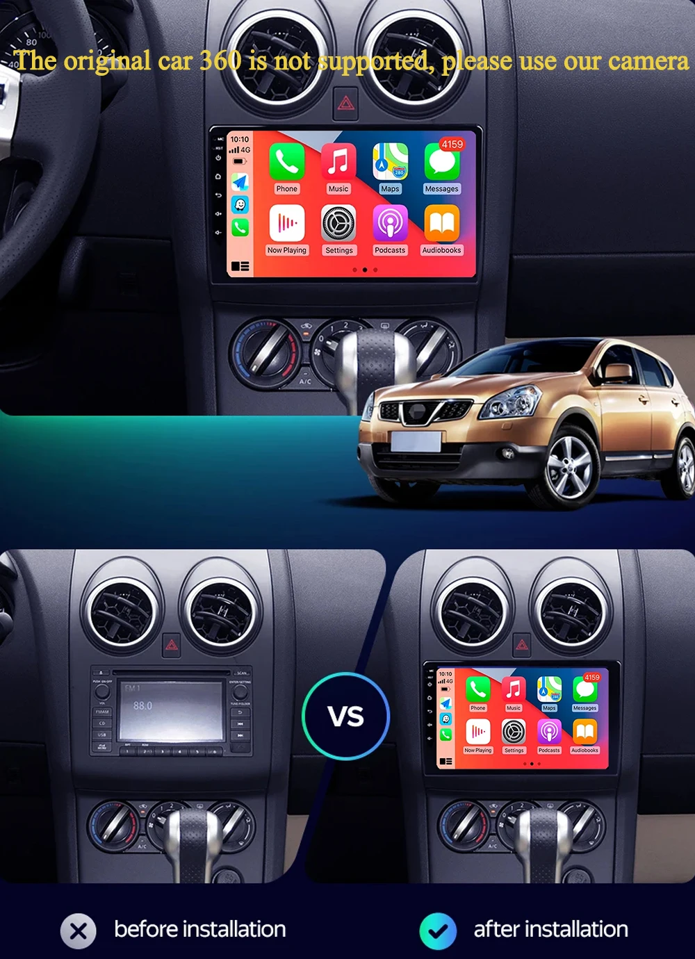 Carplay WIFI لنيسان قاشقاي 1 J10 2006 - 2013 راديو السيارة الوسائط المتعددة مشغل فيديو الملاحة ستيريو GPS No 2din 2 din dvd