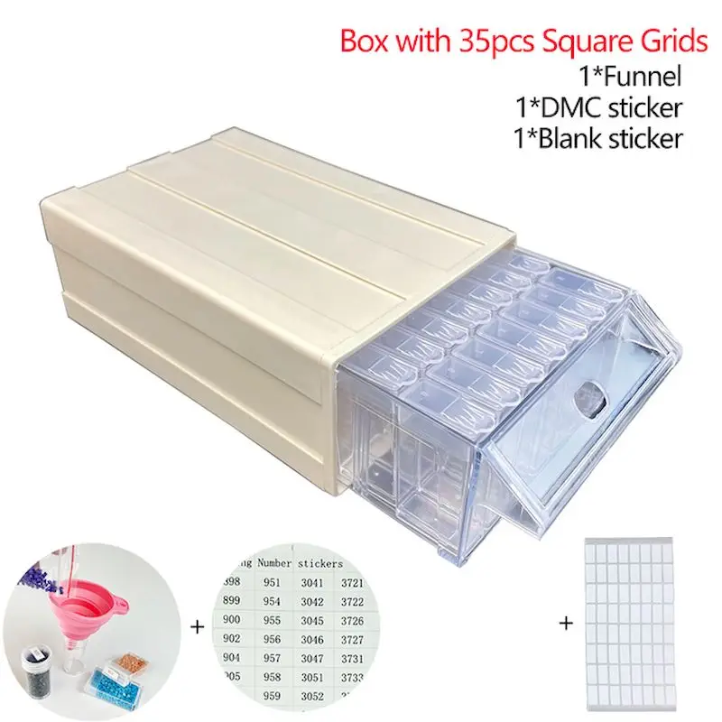 

CHENISTORY-Diamond Painting Accessories Drawer, Detachable Storage Box, Bottles Grids, Mosaic Container with Tools