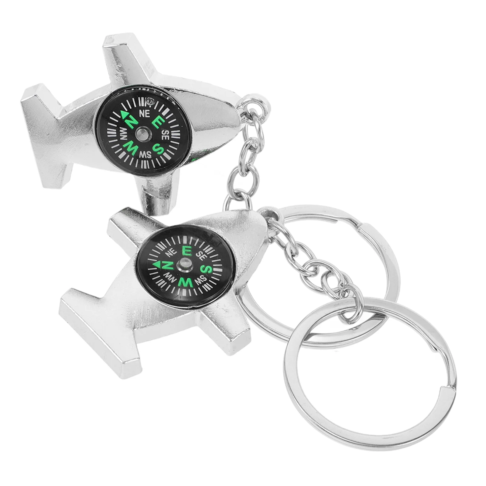 

2Pcs Zinc Alloy Compass Keychain Multifunctional Outdoor Camping Backpack Pendant Mini Portable Hiking