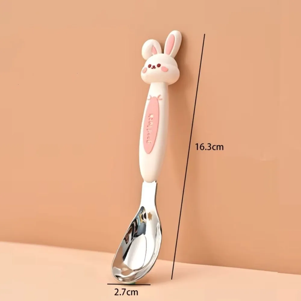 Portable Stainless Steel Children's Spoon 3D Animal Cartoon Feeding Spoon 316 Tableware Rice Spoon Food Accessories
