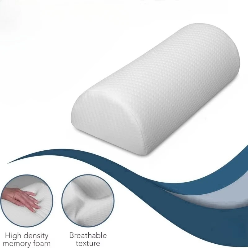 Bolster Pillow Comfort for Legs Back and Head Memory Foam Cotton Cover Lumbar Support Pillow for Semi Roll Pillow