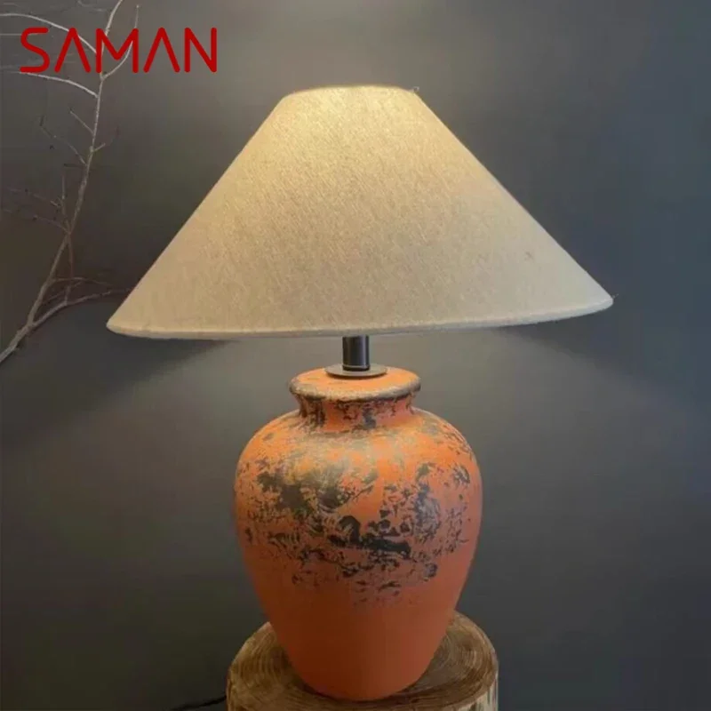 

SAMAN Contemporary CeramicTable Lamp Creativity Living Room Bedroom Study Hotel Homestay engineering Desk Light