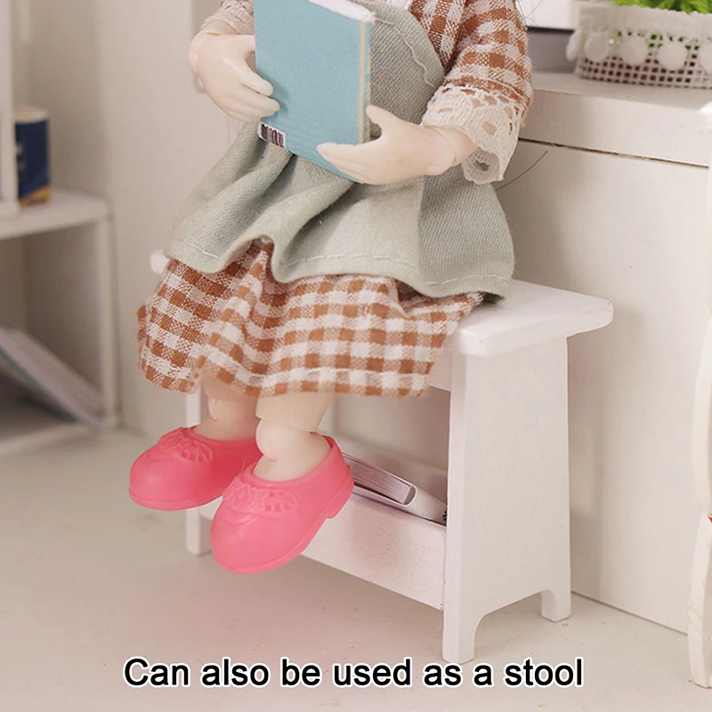 1PC 1:12 Dollhouse Mini White Stool Desk Table Model Cabinet Bookshelf Furniture Decor Toy