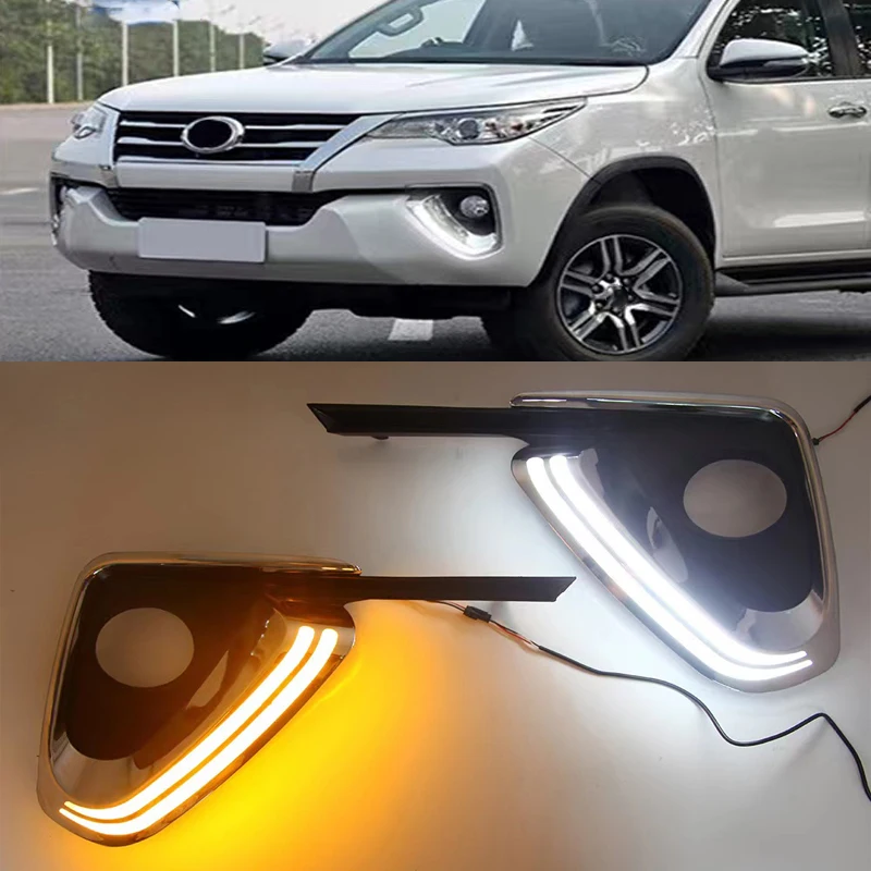 

2PCS For Toyota Fortuner 2016 2017 2018 2019 2020 LED DRL Daytime Running Lights Daylight turn Signal lamp Style