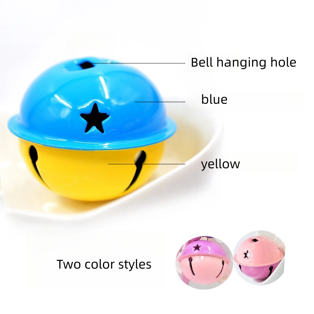 Colorful Cat Dog Collar Bells Metal Paint Key Rings Kit with  40mm Big Bell and Two 14mm Small Bell Pet Collar Charm