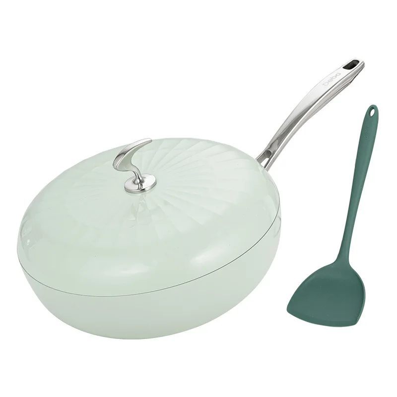 

Fried vegetables, aluminum alloy, wok, household, flat bottom, non-stick pan, light smoke, pots and pans