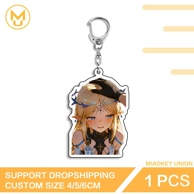 Wuthering Waves Cartethyia Pat Head Enchanting Lively Double Sided Acrylic Key Chains Elf Like Cosplay Costumes DIY Props