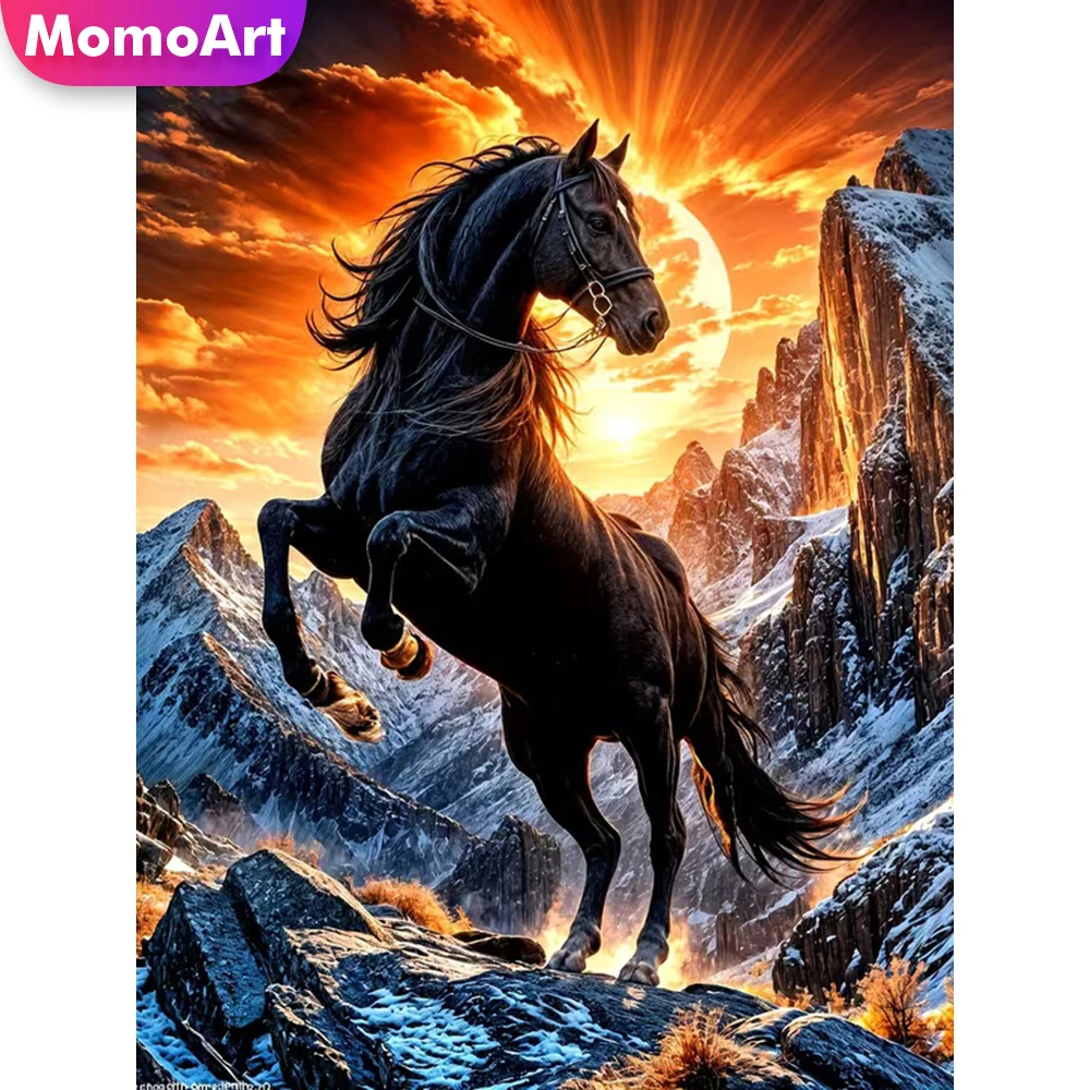 Momoart Horse Diamond Painting Animal Picture of Rhinestones DIY Embroidery Sunset Craft Kit Diamond Mosaic Handmade Gift