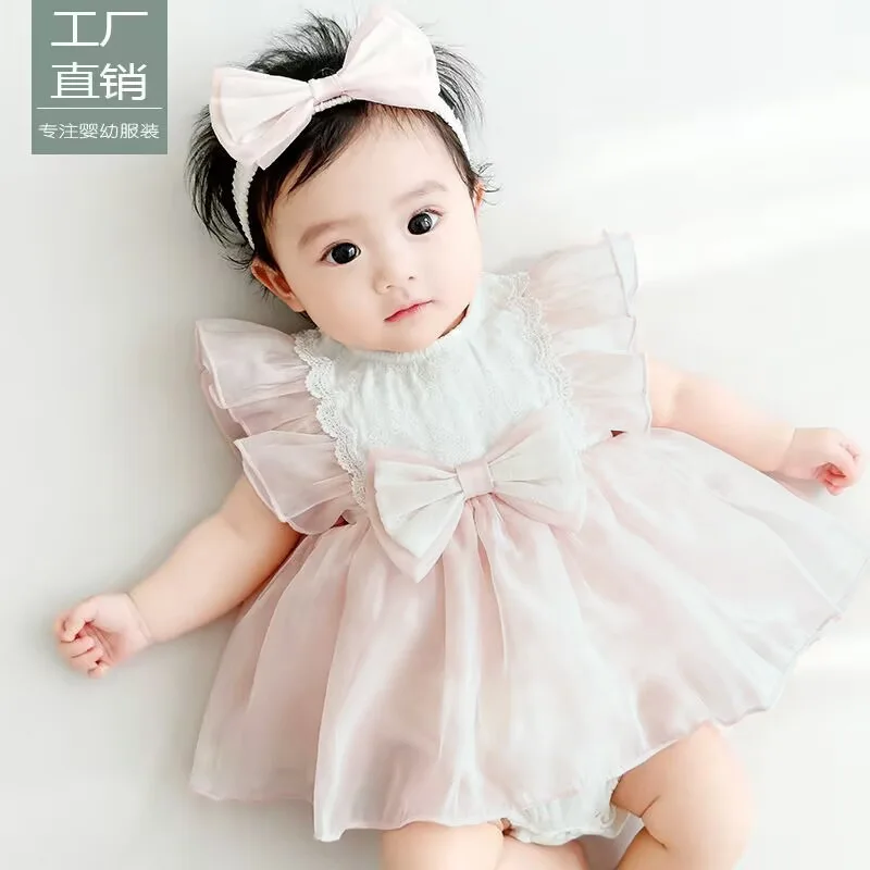Baby Summer Thin Fart Skirt Small Month-old Girl Baby Full Moon Hundred Days Banquet One Year Old Princess Birthday Dress Summer