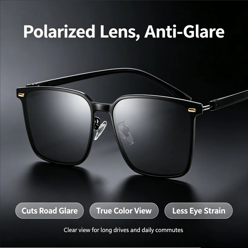New TR90 Polarized Sunglasses for Men Women, Retro Versatile Premium Rivet Decor Trendy Sun Shades