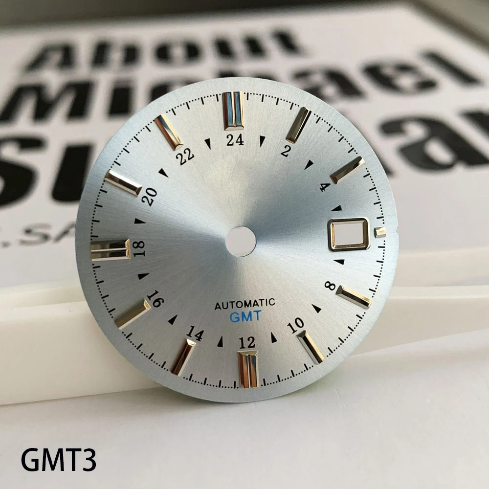 Mostrador de 31mm grande adequado para modificação de movimento nh34 gmt quatro agulhas nh34 dial relógio ferramenta gs logotipo acessórios móveis