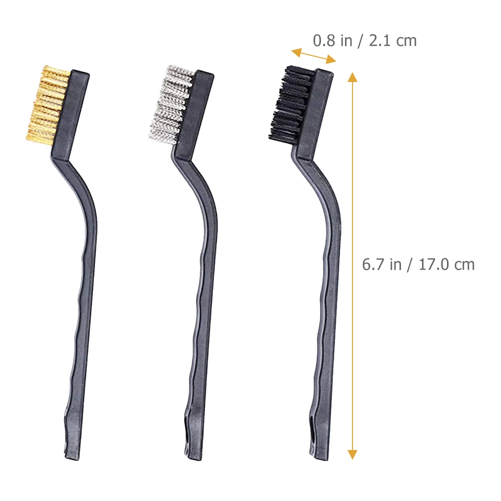 

12pcs 7 Inch Wire Brush Set Cleaning Brushes Stainless Steel Copper Nylon Bristles Grout Seam Groove Crevice Industrial Tools