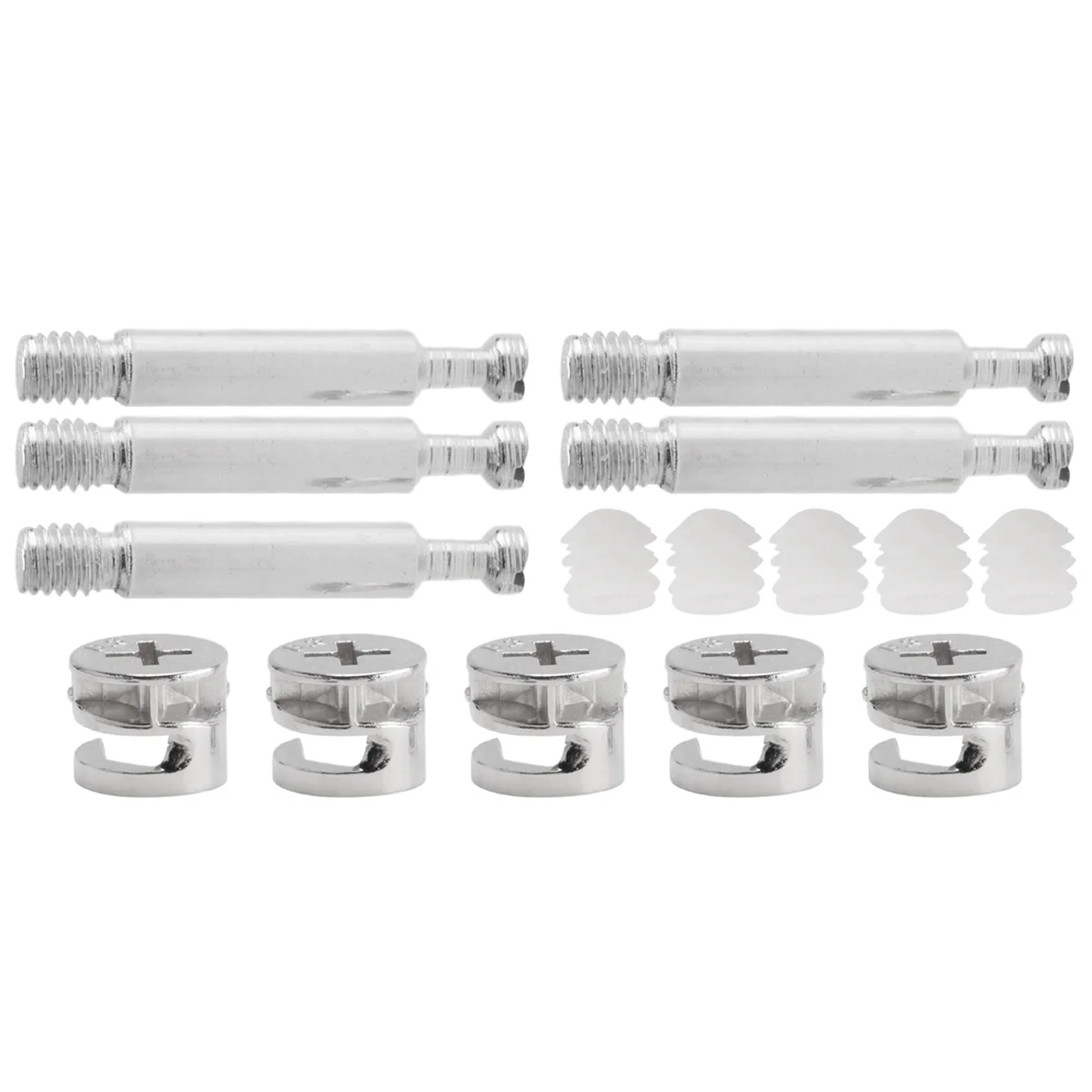 Furniture Cam Fitting with Dowel and Pre-Inserted Nut (Set of 5)