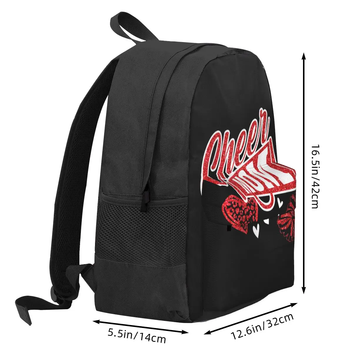 Cheer Mom Biggest Fan Leopard Print And Pom Pom Large Capacity Backpack Print Backpacks