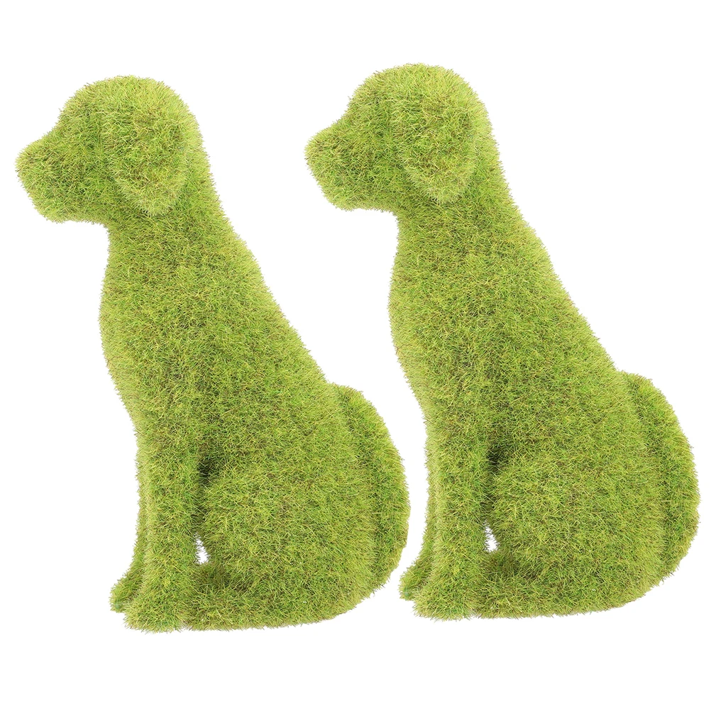 

2 Pcs Simulated Puppy Ornaments Flocking Animal Small Green Adornment for Home Garden Office Decor Lawn Desktop Model Artificial